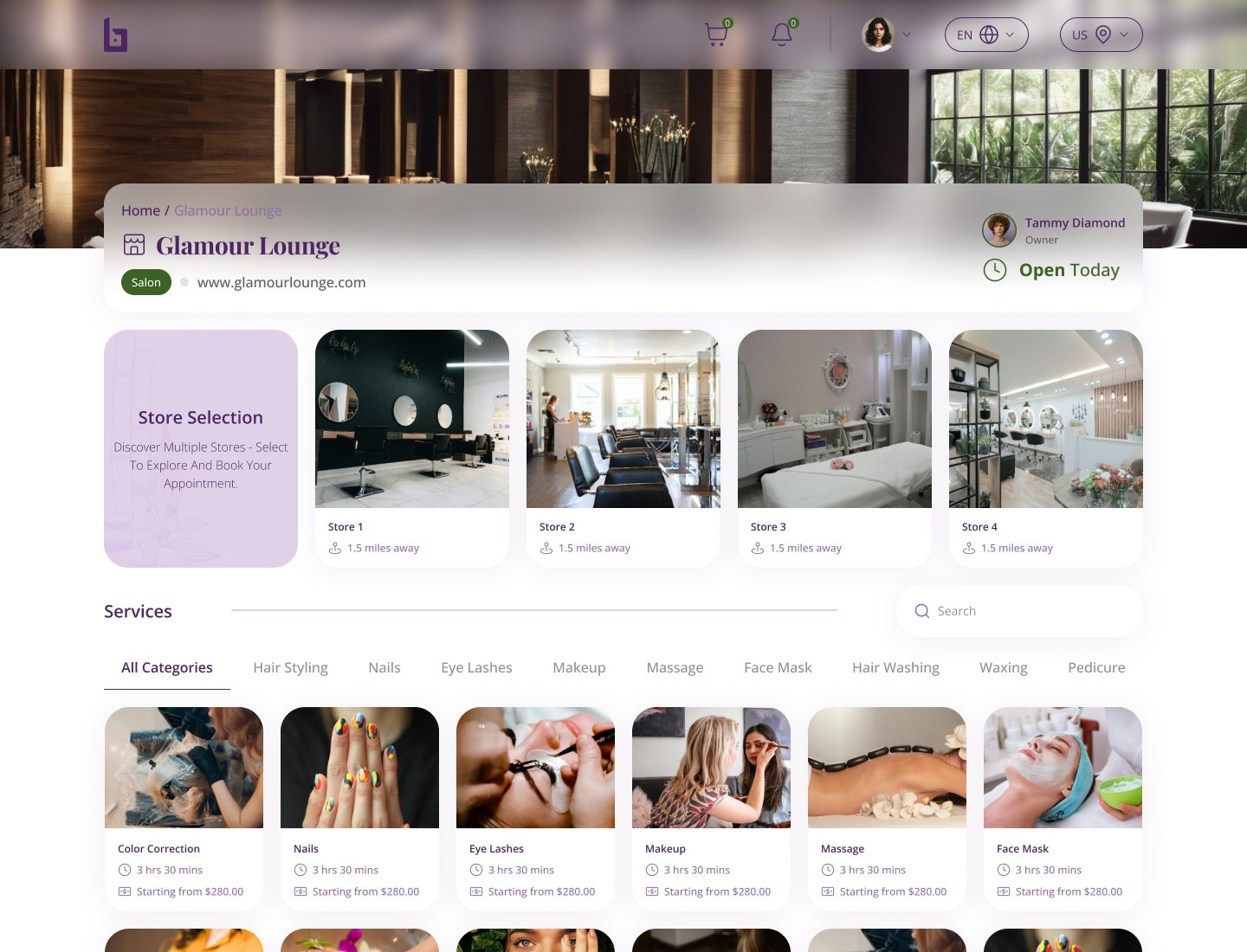 Merchant profile: services, team, location