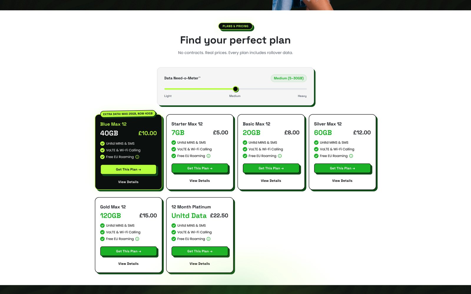 Plan finder with data slider