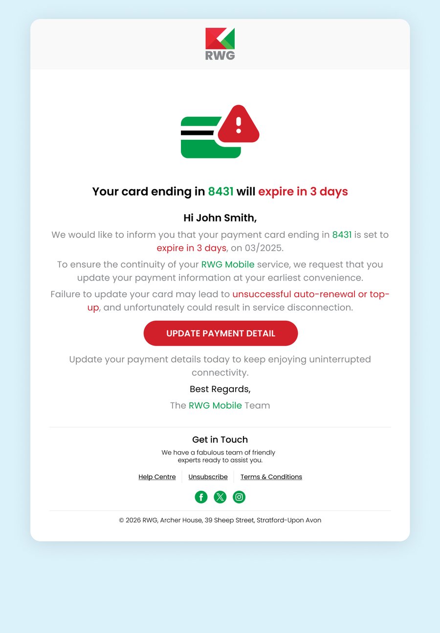 Card expiring soon