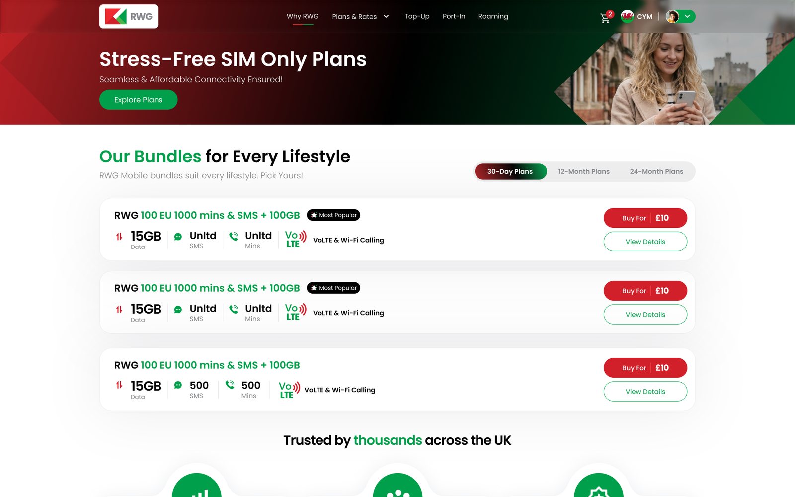 Logged-in homepage: bundles for every lifestyle