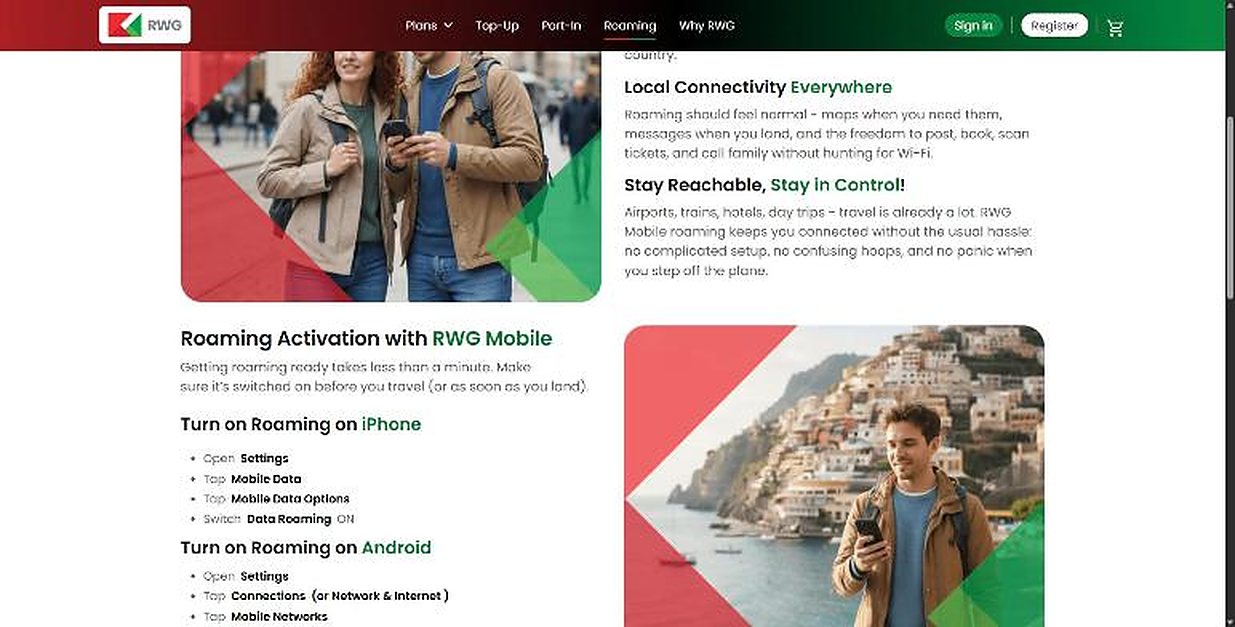 Roaming: activation steps