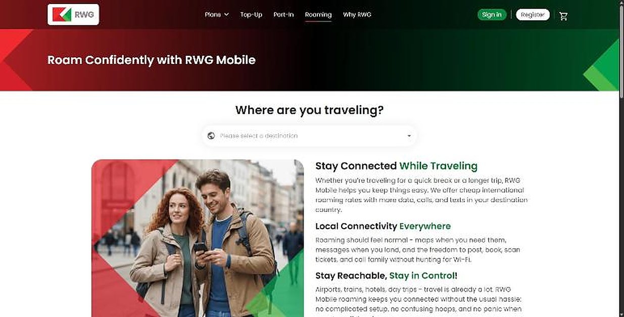 Roaming: choose a destination