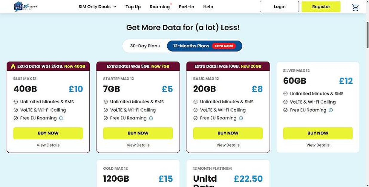 12-month plans with ‘Extra data’ offers