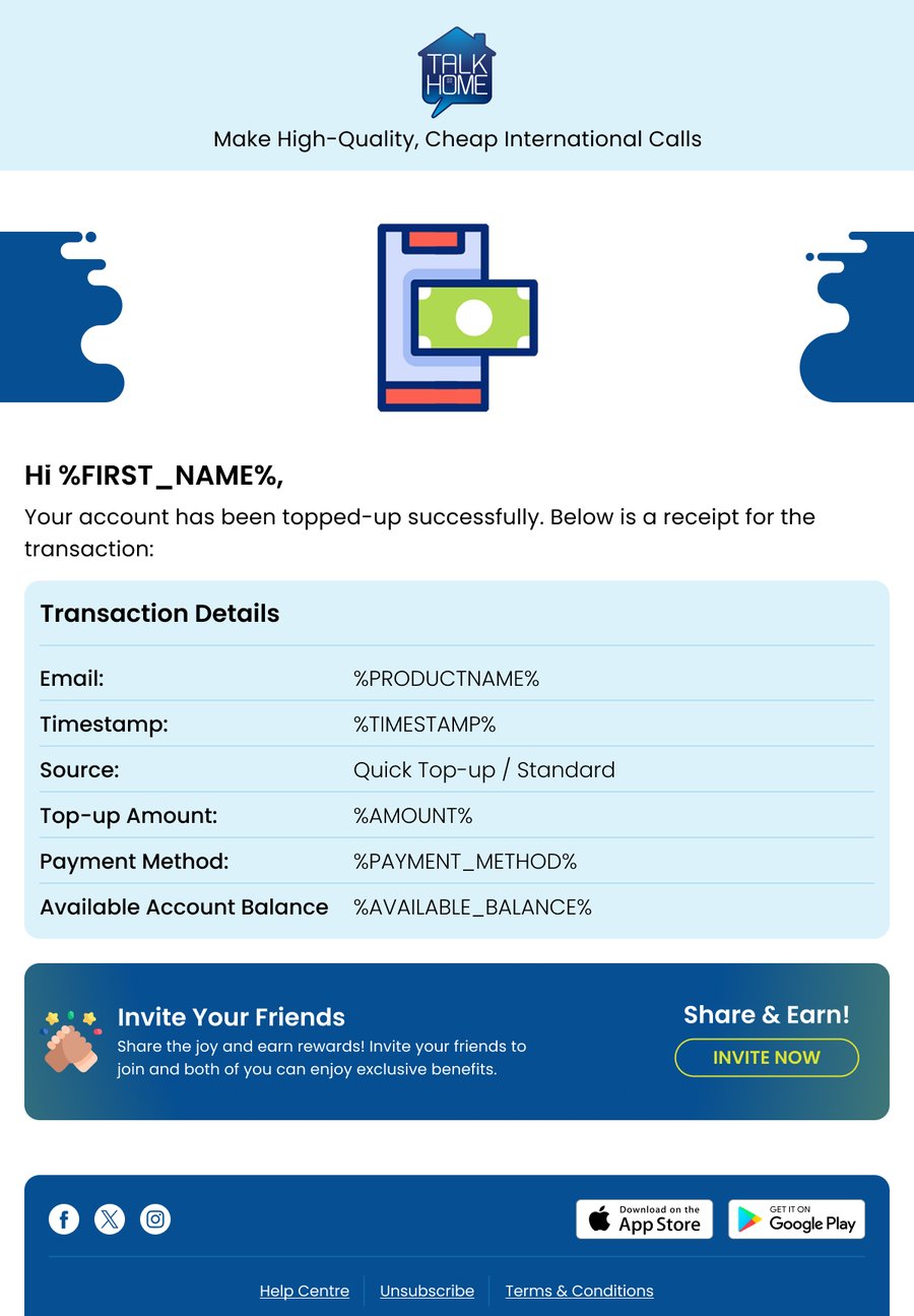 Mobile top-up receipt