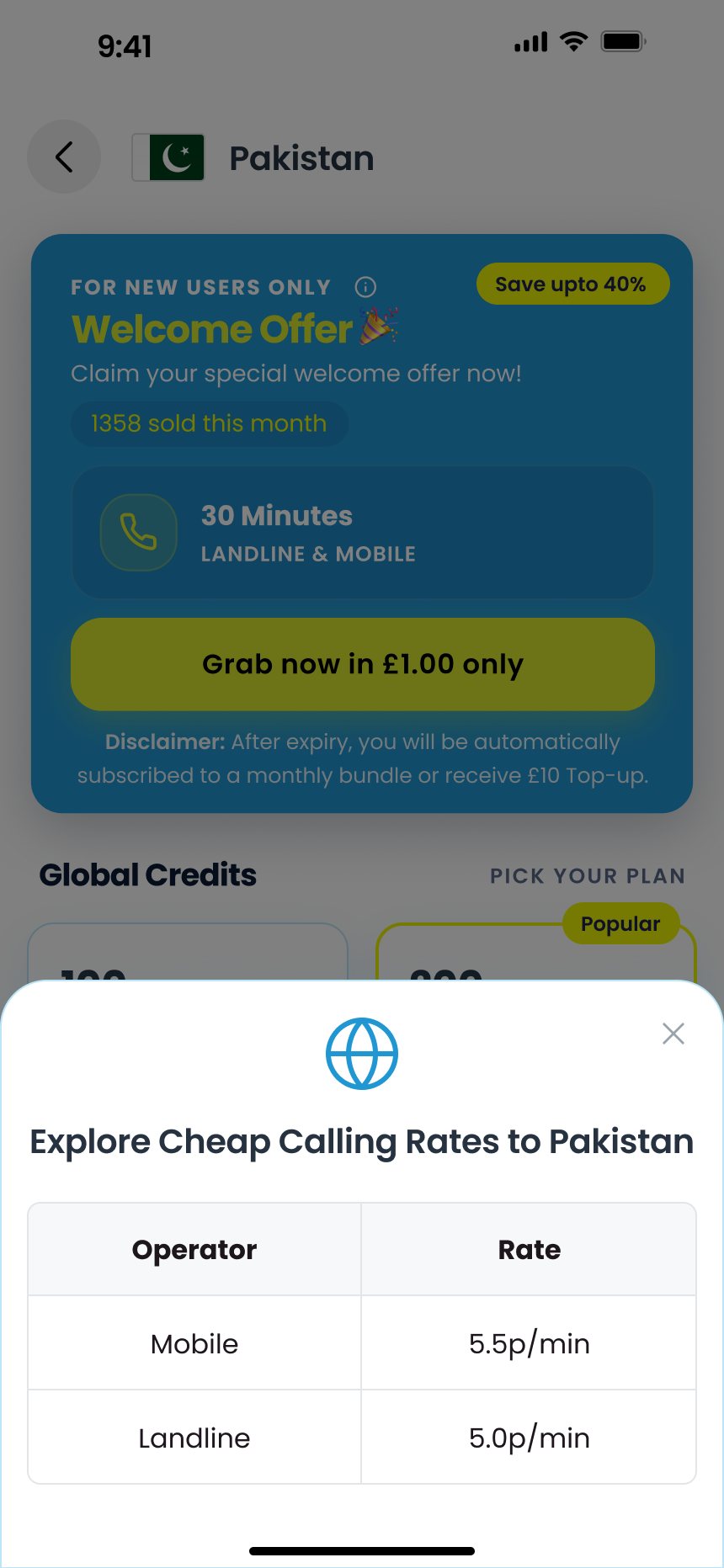 Calling rates